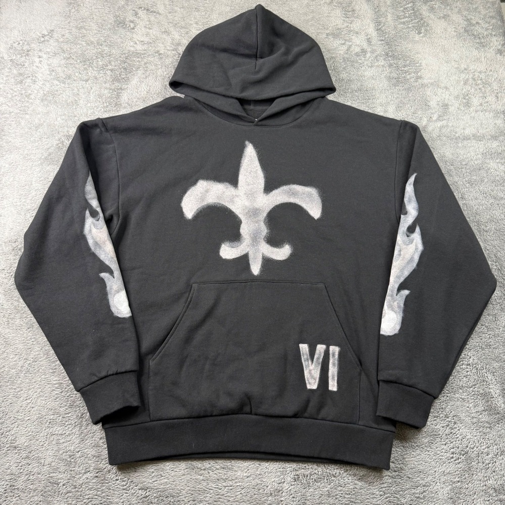 Black Lil Wayne Graphic Fleur-de-Lis Pullover Hoodie VI